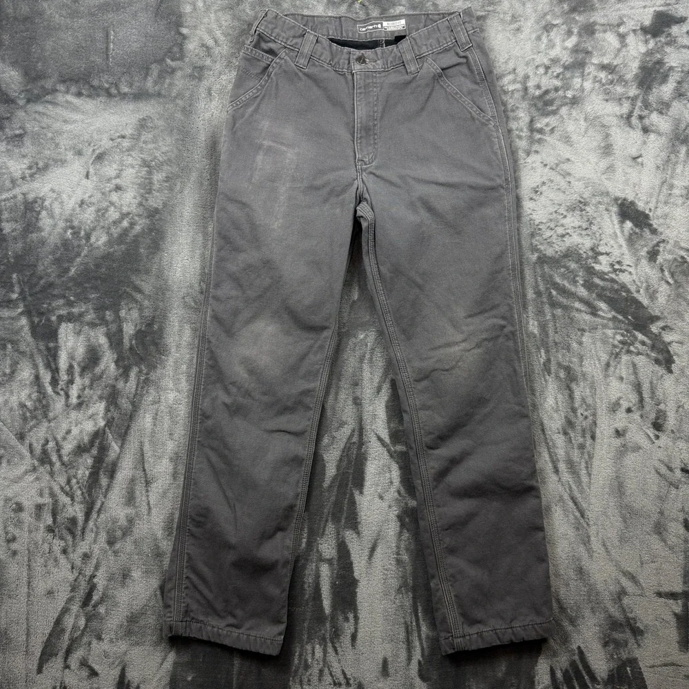 Carhartt Work Pants Mens 32x32 Gray Relaxed Fit Canvas Carpenter Trousers